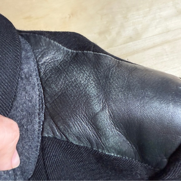 Maje Black Wool Trench Coat w/Black Leather details on Shoulders and Trim - Picture 10 of 13